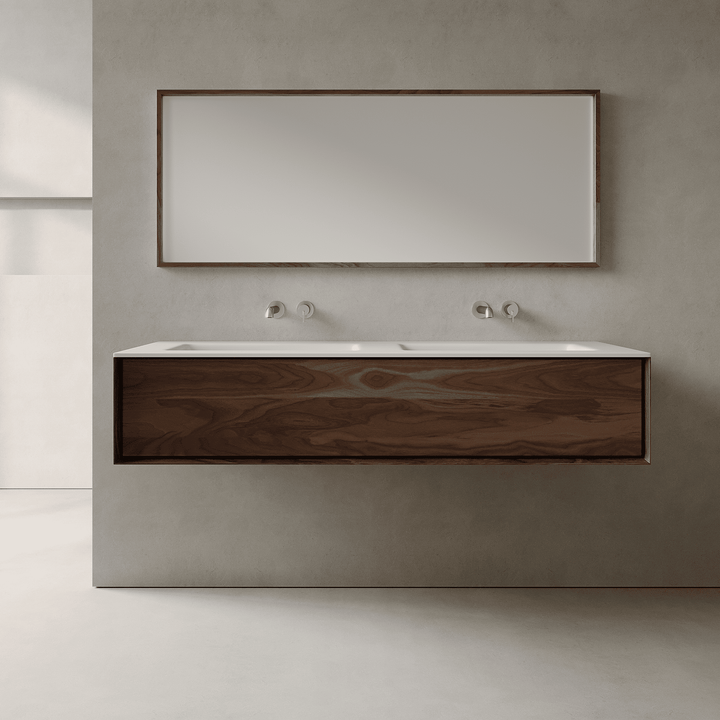 Valmere Real Walnut 1500mm Vanity Unit - Single Drawer with Double Basin