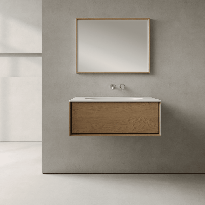 Valmere Real Oak 800mm Vanity Unit - Single Drawer with Single Basin