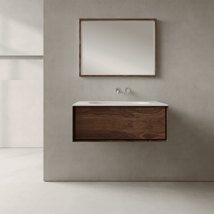Valmere Real Walnut 800mm Vanity Unit - Single Drawer with Single Basin