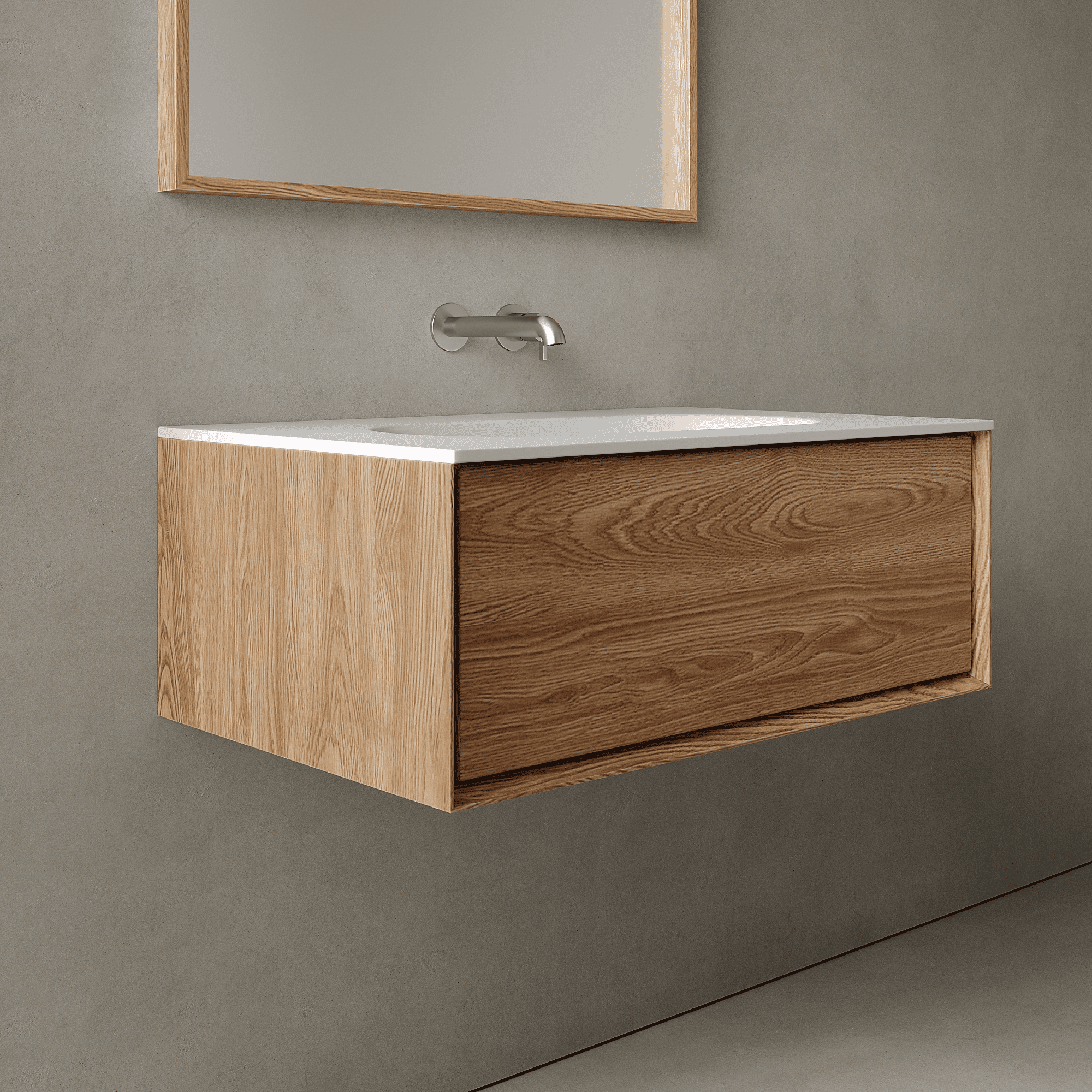 Valmere Honey Wood 800mm Vanity Unit - Single Drawer with Single Basin
