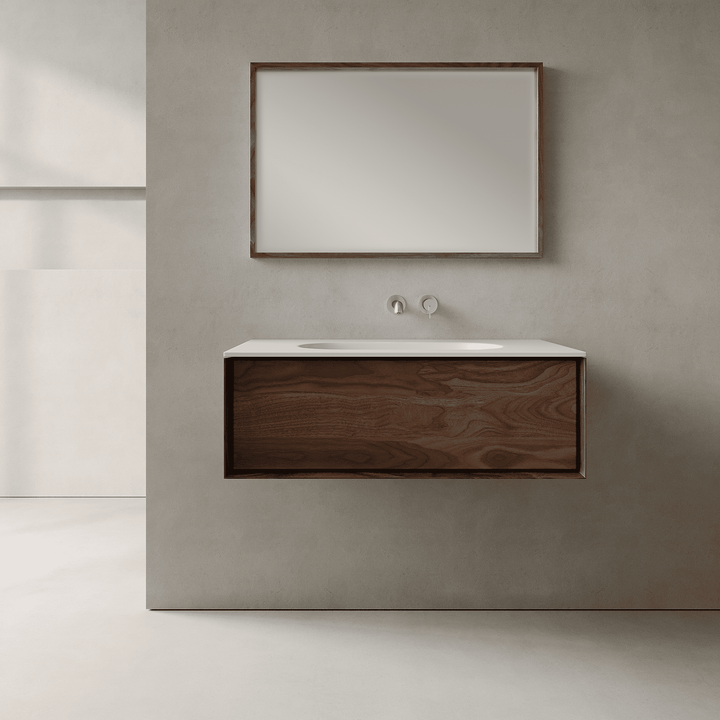 Valmere Real Walnut 900mm Vanity Unit - Single Drawer with Single Basin