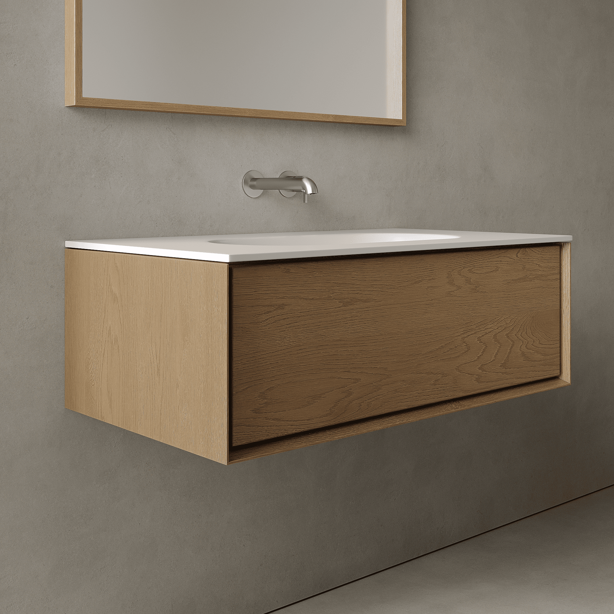 Valmere Real Oak 900mm Vanity Unit - Single Drawer with Single Basin