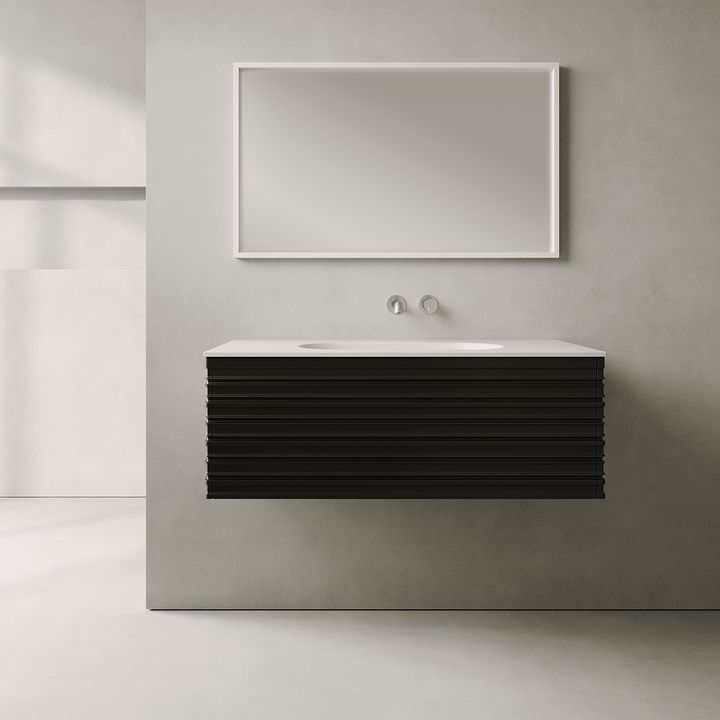Rivara Silk Black 1000mm Vanity Unit - Single Drawer with Single Basin