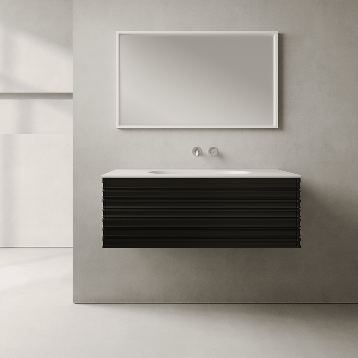 Rivara Silk Black 1000mm Vanity Unit - Single Drawer with Single Basin