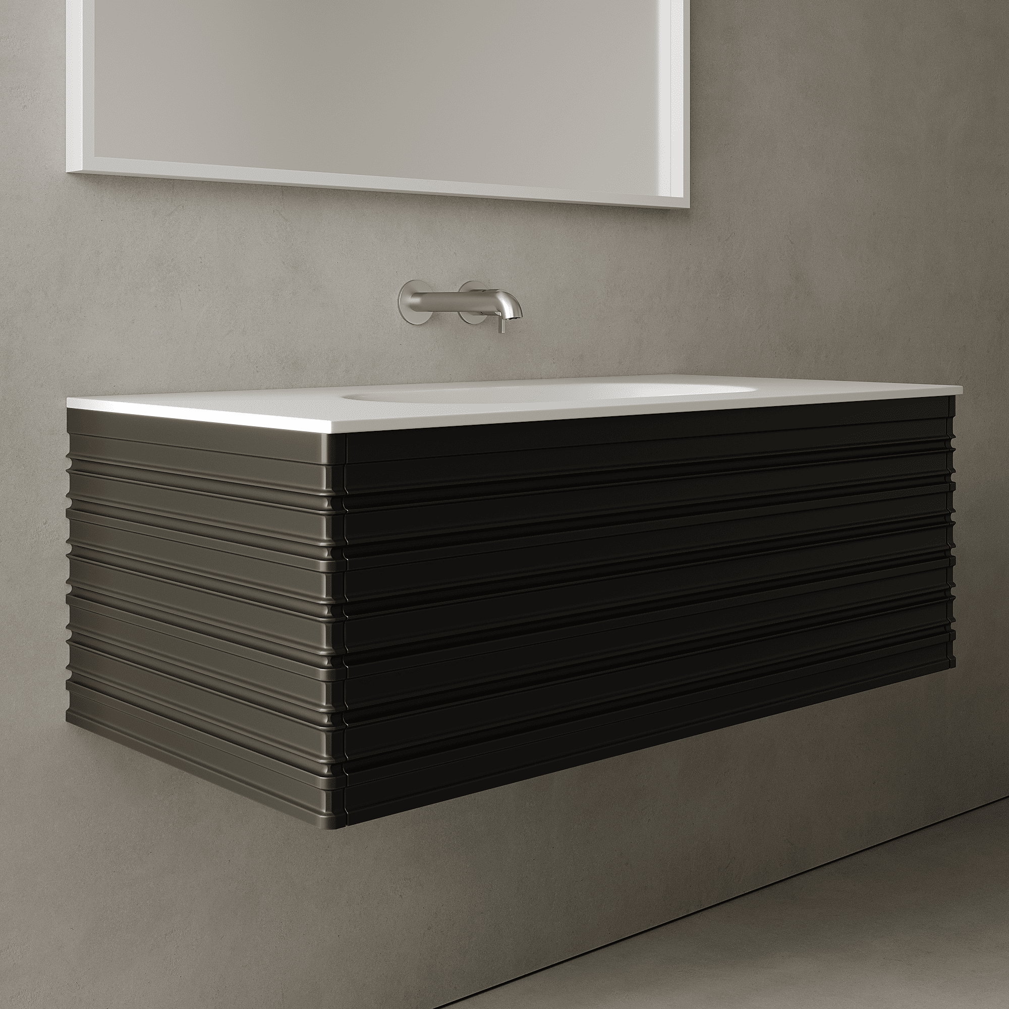 Rivara Silk Black 1000mm Vanity Unit - Single Drawer with Single Basin