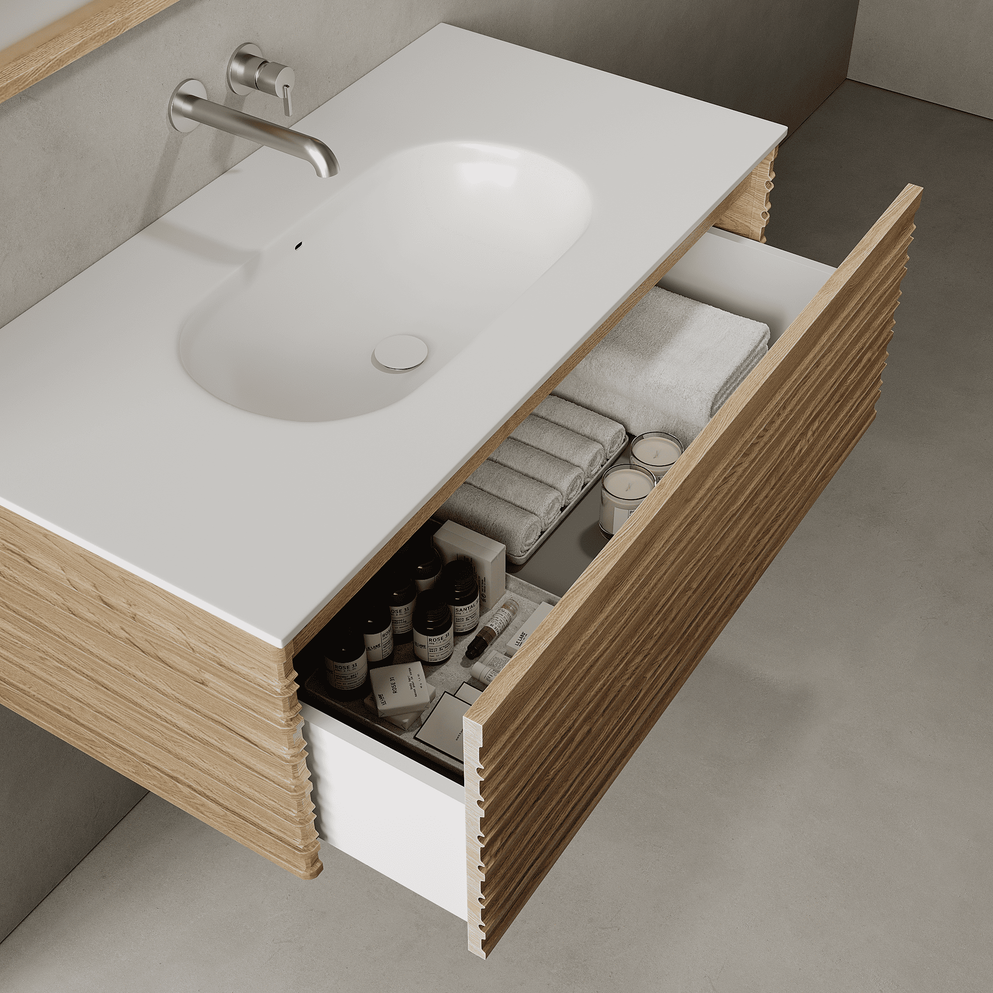 Rivara Real Ash 1000mm Vanity Unit - Single Drawer with Single Basin