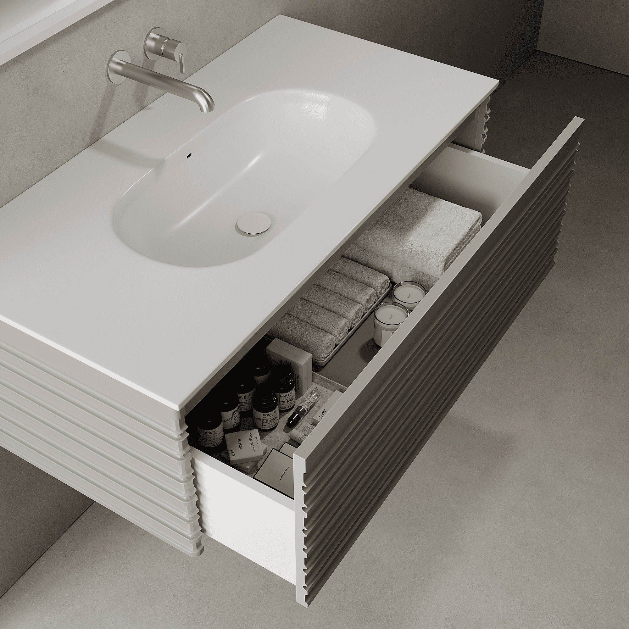 Rivara Stone Grey 1000mm Vanity Unit - Single Drawer with Single Basin