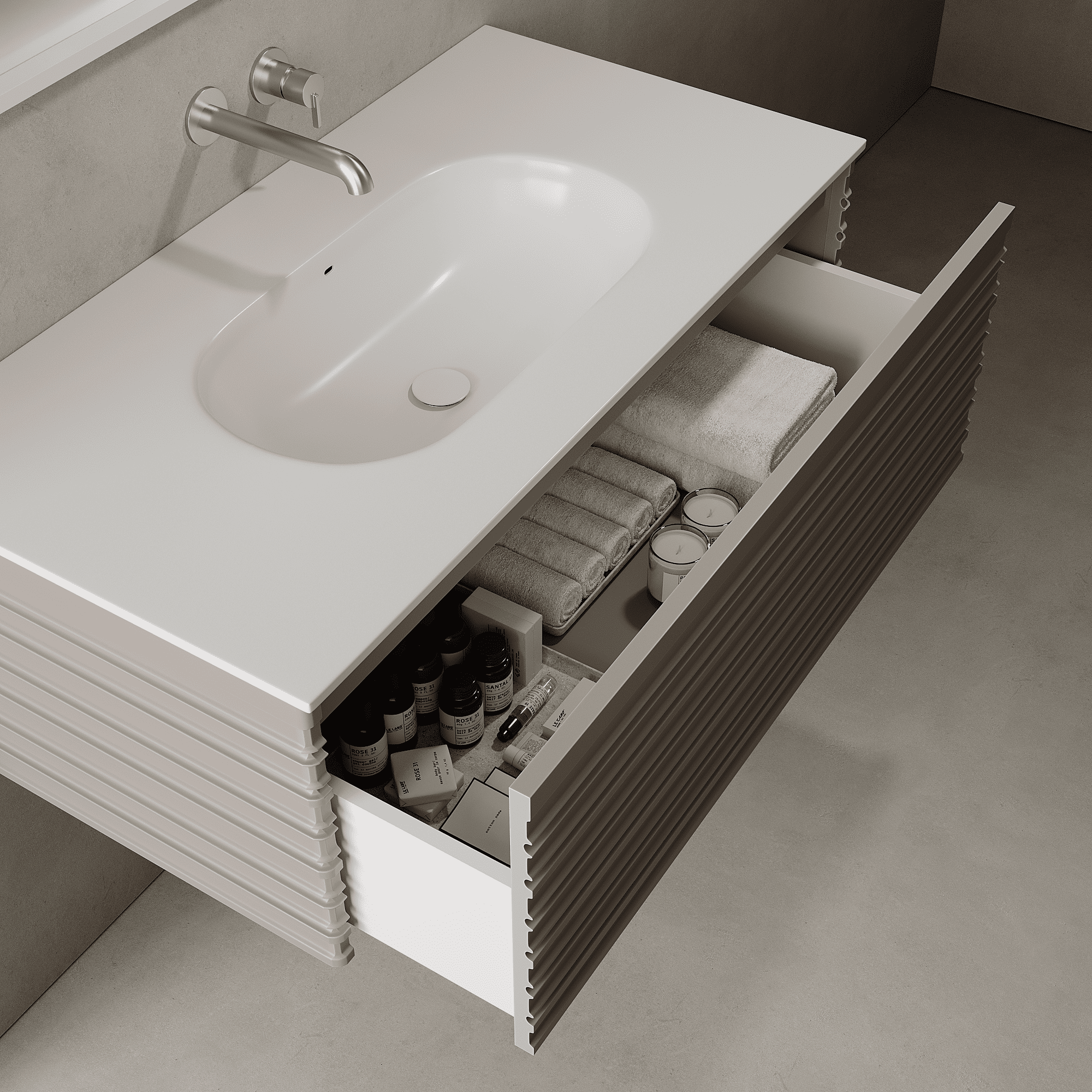 Rivara Taupe 1000mm Vanity Unit - Single Drawer with Single Basin