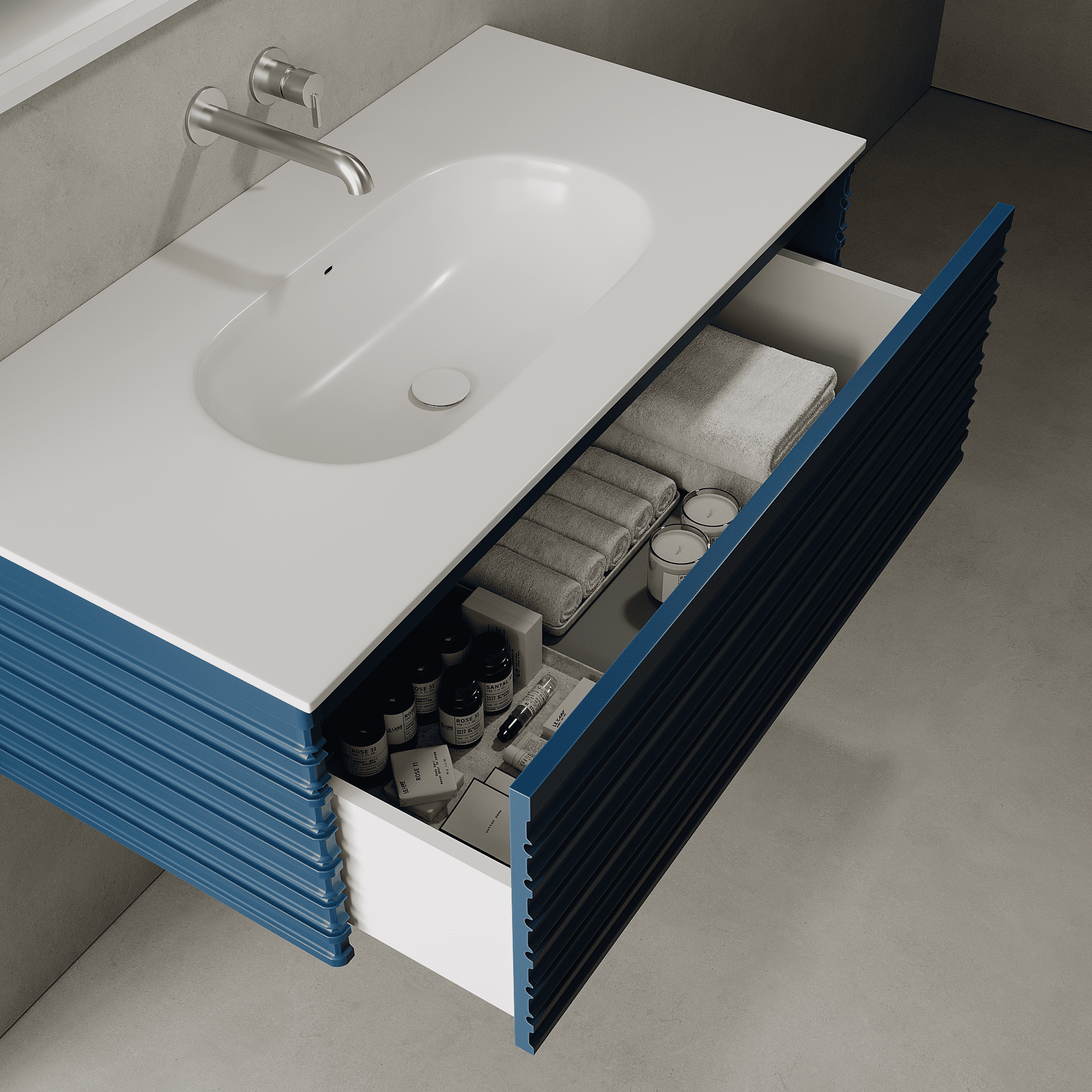 Rivara Ocean Blue 1000mm Vanity Unit - Single Drawer with Single Basin