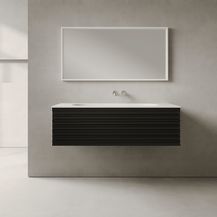 Rivara Silk Black 1200mm Vanity Unit - Single Drawer with Large Single Basin