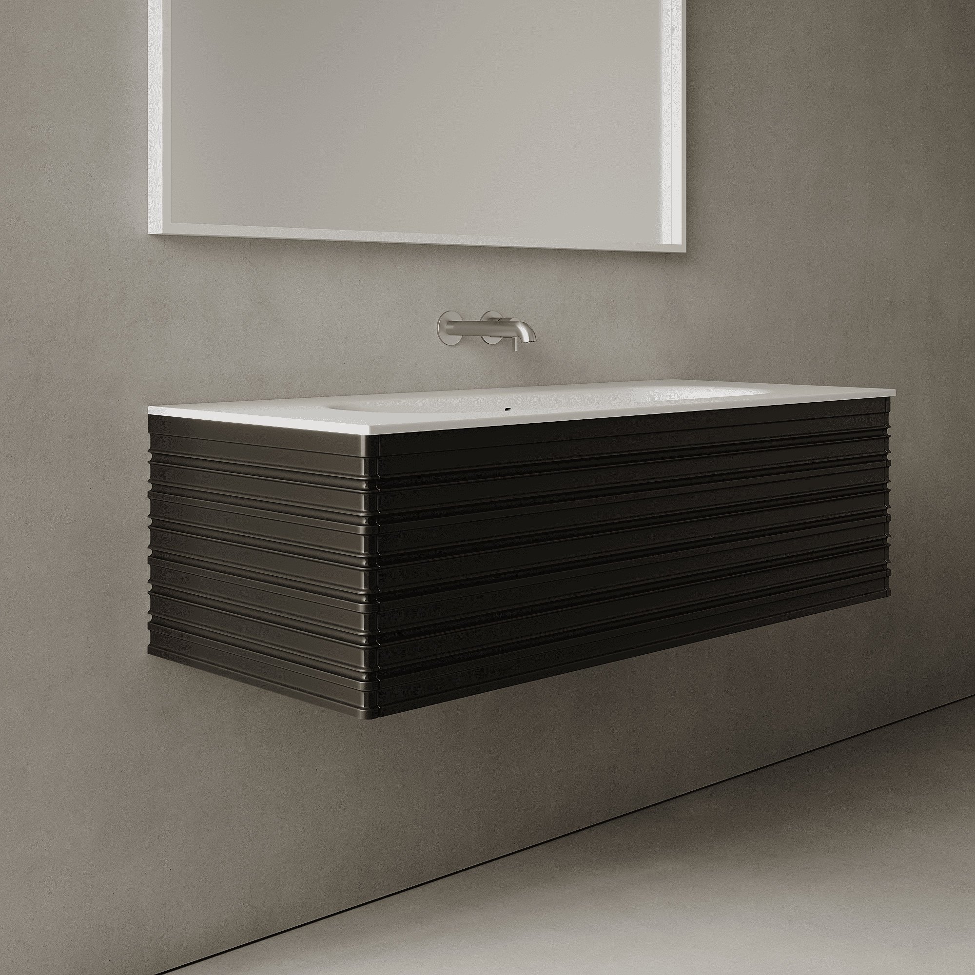 Rivara Silk Black 1200mm Vanity Unit - Single Drawer with Large Single Basin