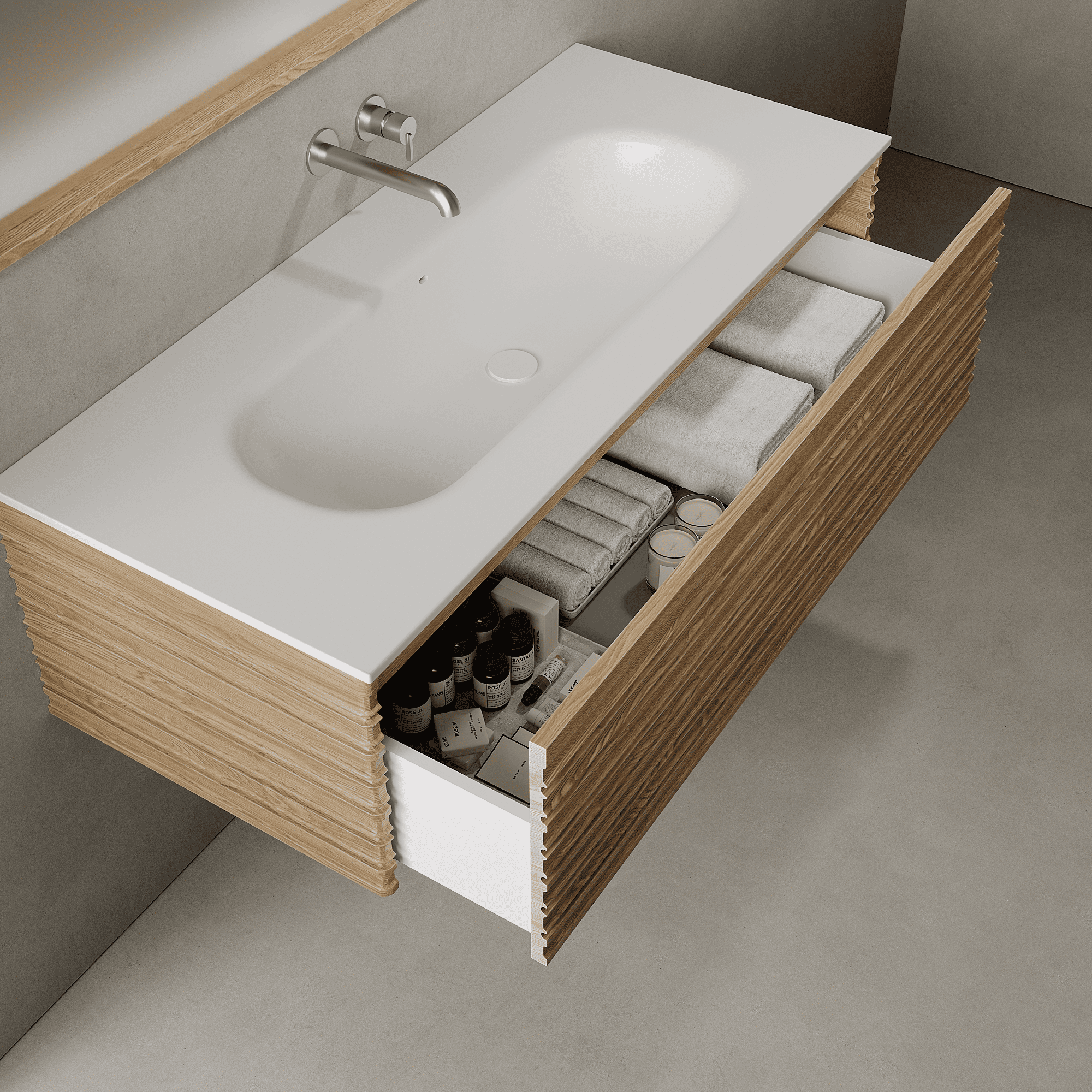 Rivara Real Ash 1200mm Vanity Unit - Single Drawer with Large Single Basin