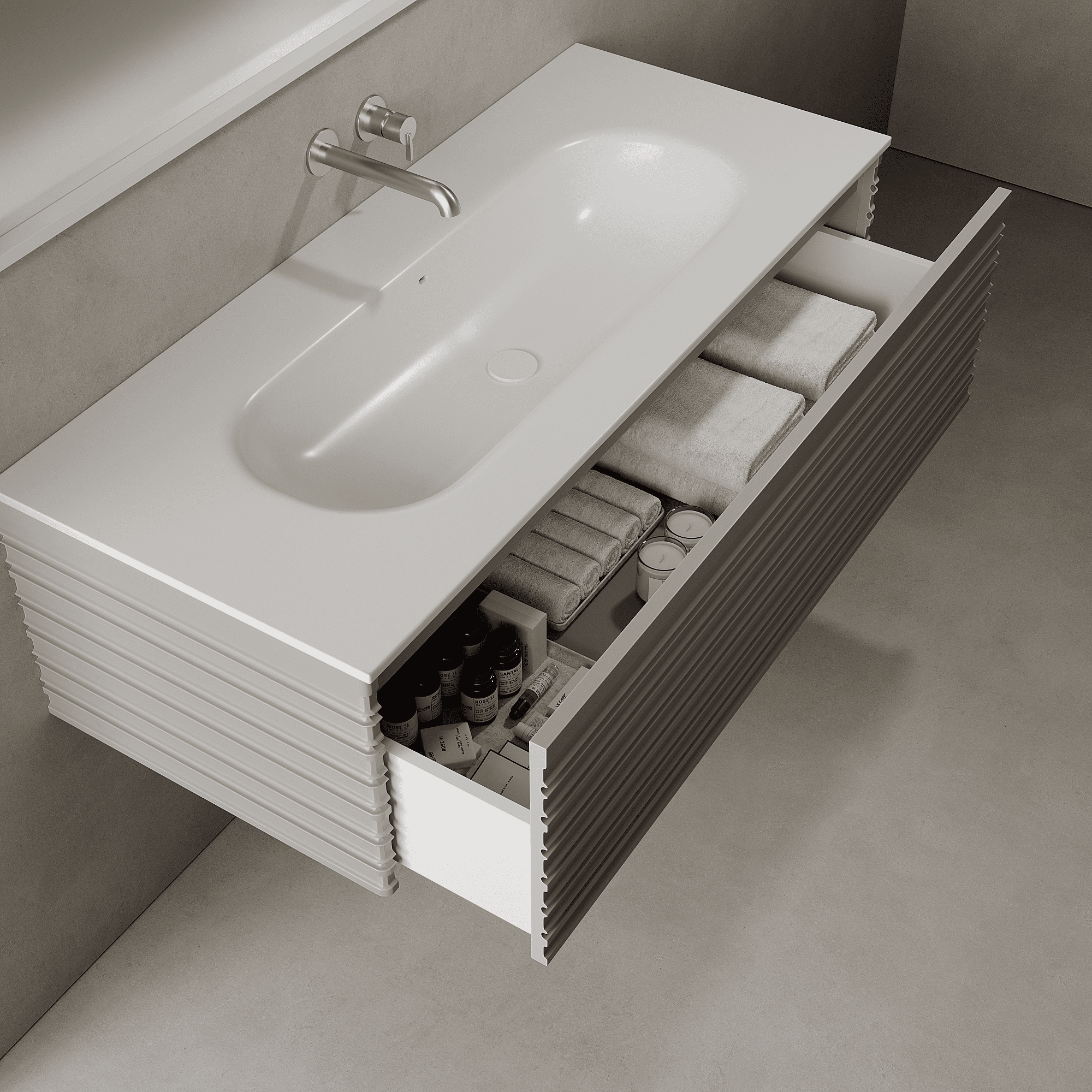 Rivara Stone Grey 1200mm Vanity Unit - Single Drawer with Large Single Basin