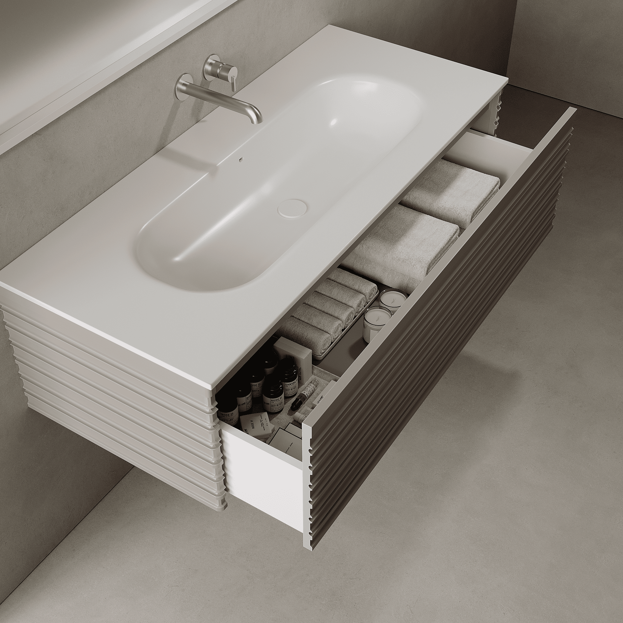 Rivara Taupe 1200mm Vanity Unit - Single Drawer with Large Single Basin