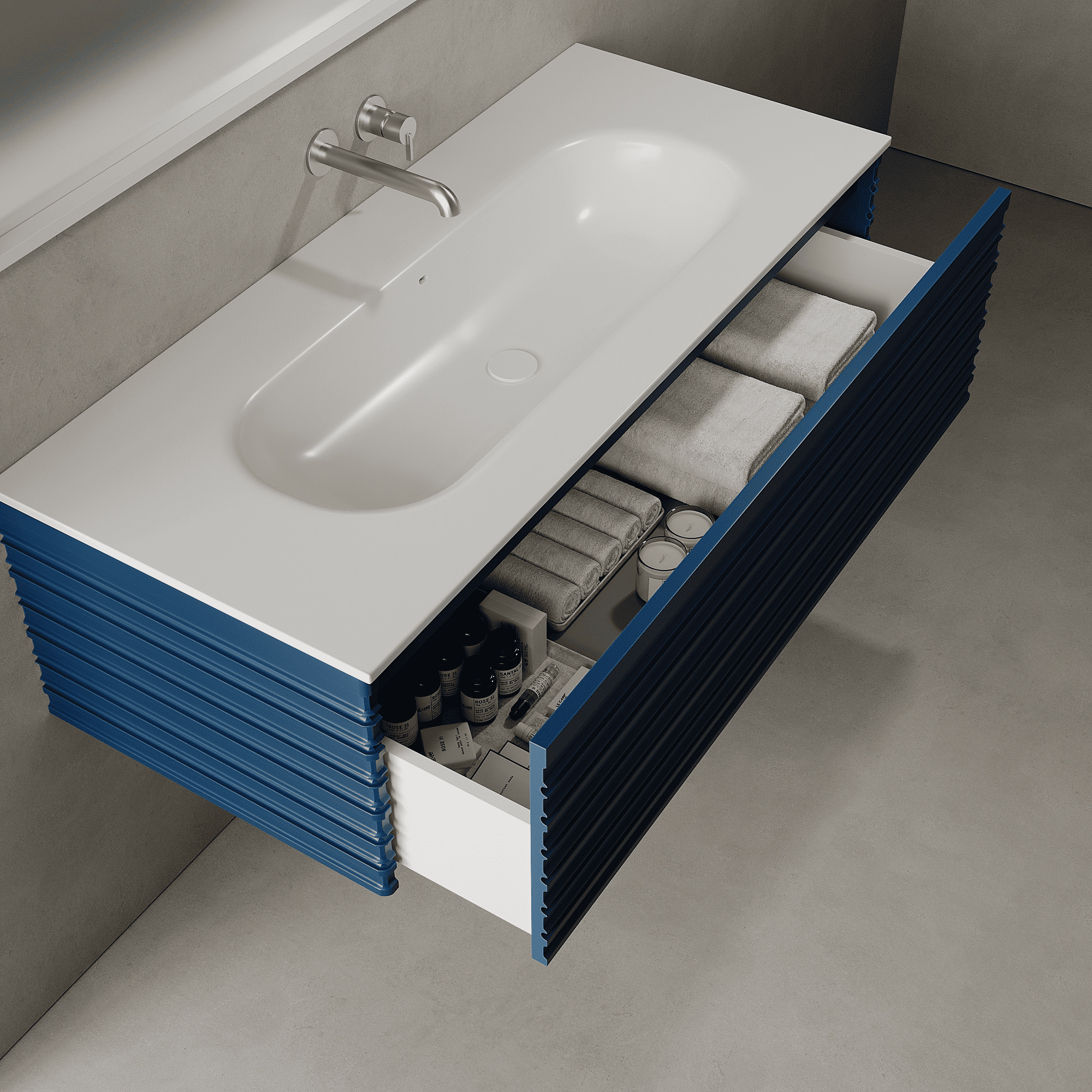 Rivara Ocean Blue 1200mm Vanity Unit - Single Drawer with Large Single Basin
