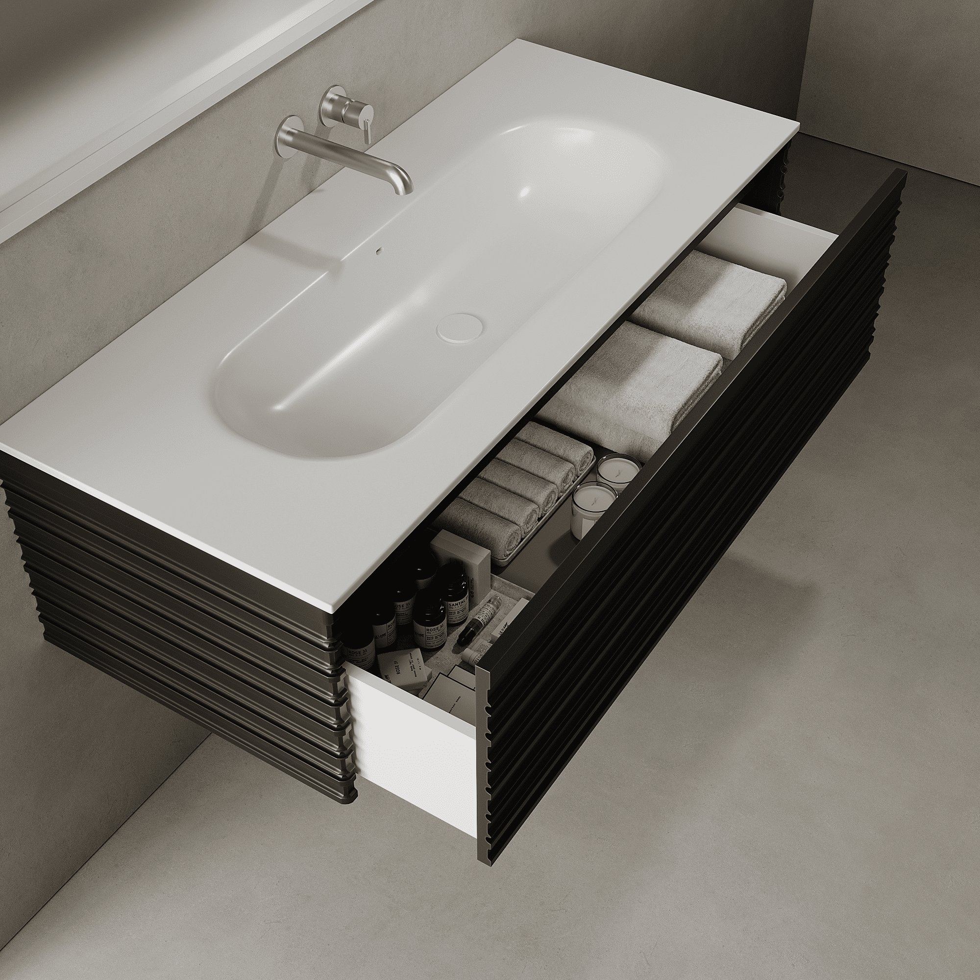 Rivara Silk Black 1200mm Vanity Unit - Single Drawer with Large Single Basin