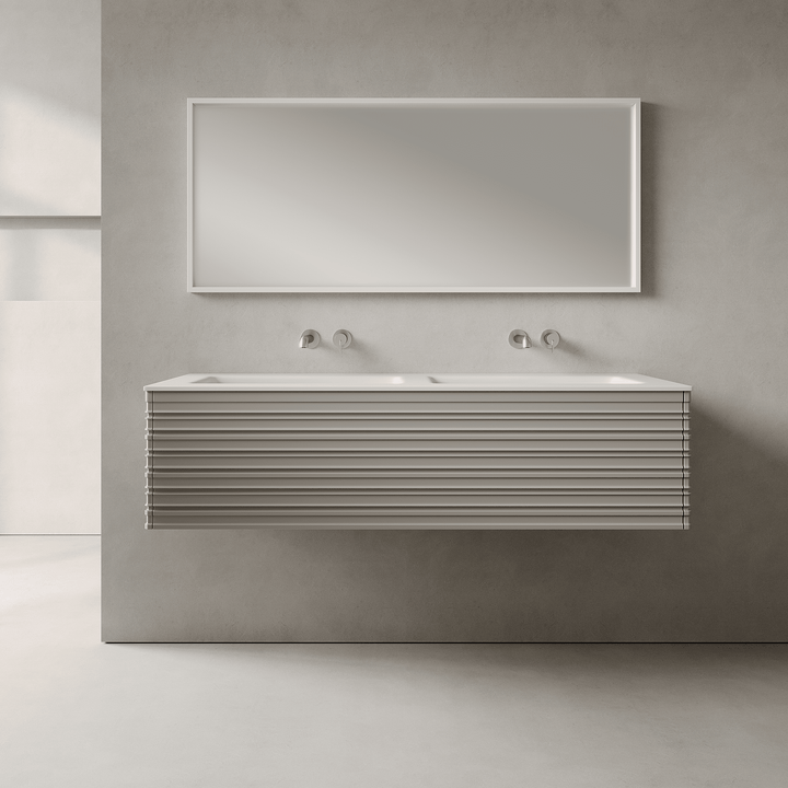 Rivara Stone Grey 1400mm Vanity Unit - Single Drawer with Double Basin