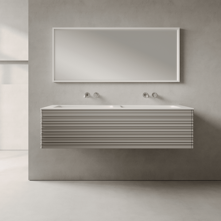 Rivara Stone Grey 1400mm Vanity Unit - Single Drawer with Double Basin