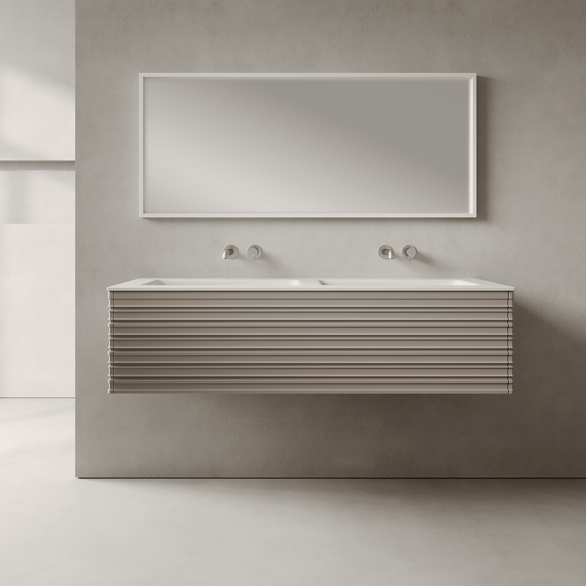 Rivara Taupe 1400mm Vanity Unit - Single Drawer with Double Basin