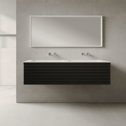 Rivara Silk Black 1400mm Vanity Unit - Single Drawer with Double Basin