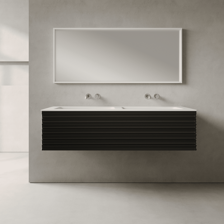 Rivara Silk Black 1400mm Vanity Unit - Single Drawer with Double Basin