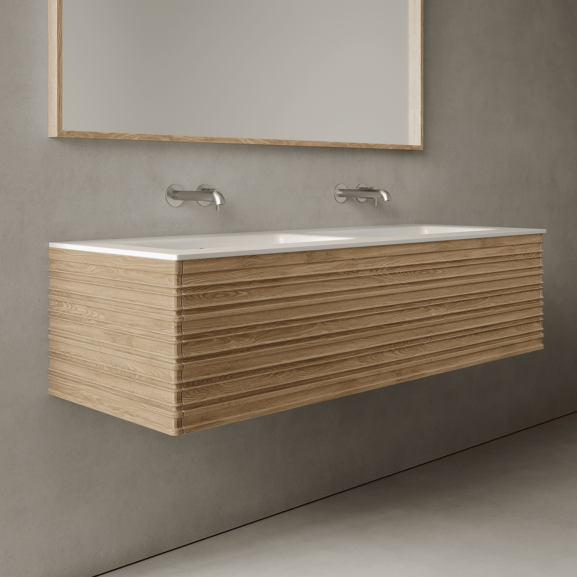 Rivara Real Ash 1400mm Vanity Unit - Single Drawer with Double Basin