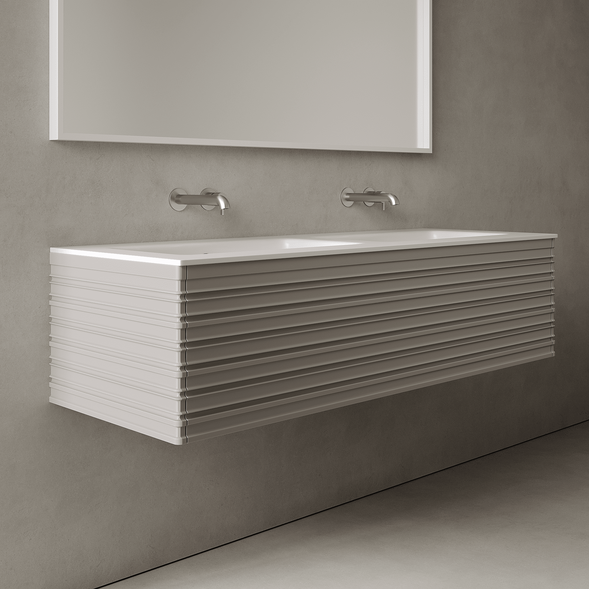 Rivara Stone Grey 1400mm Vanity Unit - Single Drawer with Double Basin