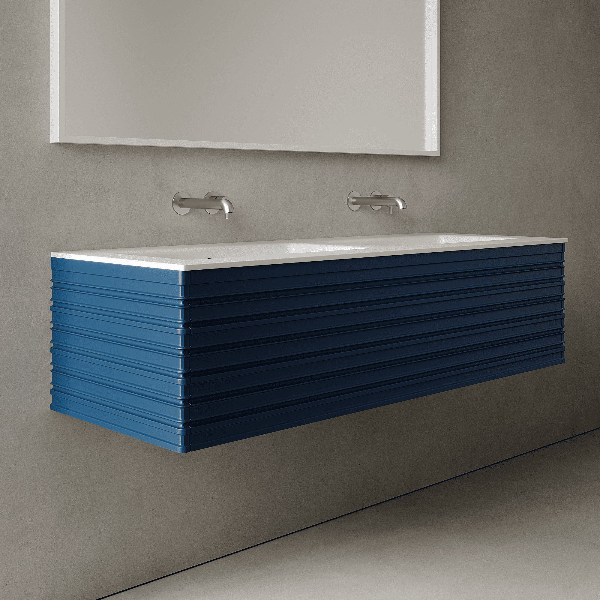 Rivara Ocean Blue 1400mm Vanity Unit - Single Drawer with Double Basin