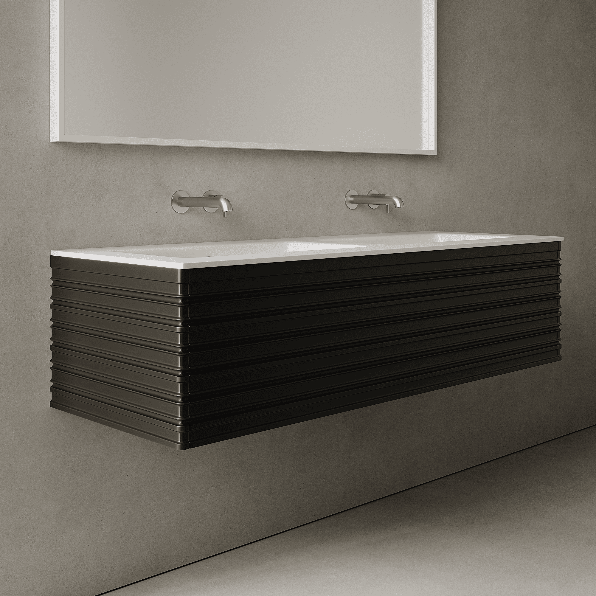 Rivara Silk Black 1400mm Vanity Unit - Single Drawer with Double Basin