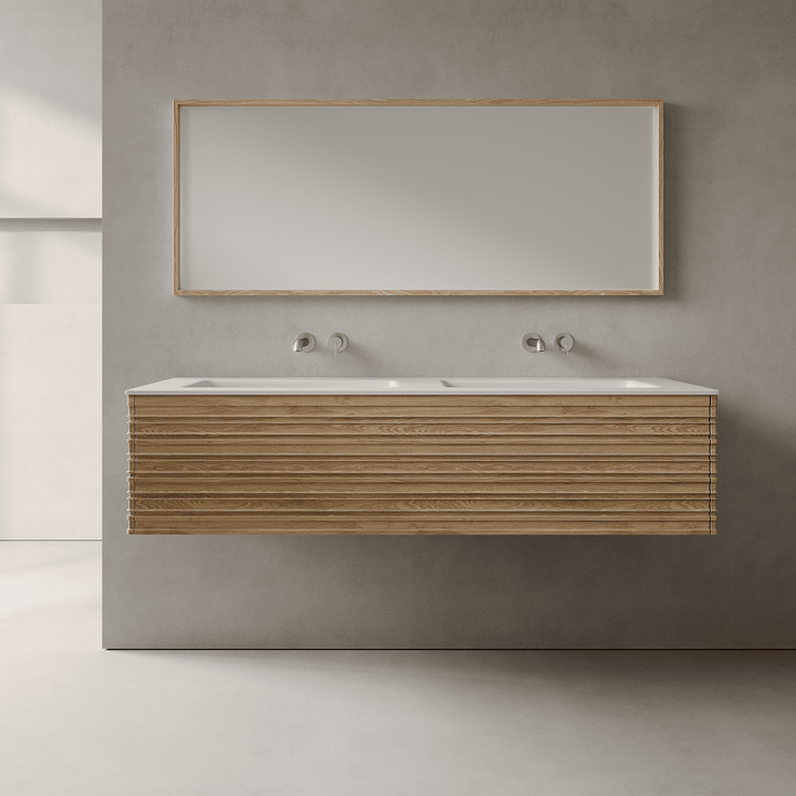 Rivara Real Ash 1500mm Vanity Unit - Single Drawer with Double Basin