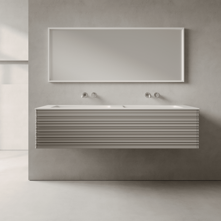 Rivara Stone Grey 1500mm Vanity Unit - Single Drawer with Double Basin