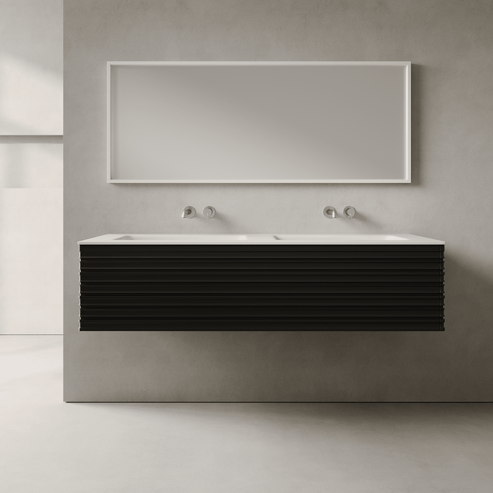 Rivara Silk Black 1500mm Vanity Unit - Single Drawer with Double Basin