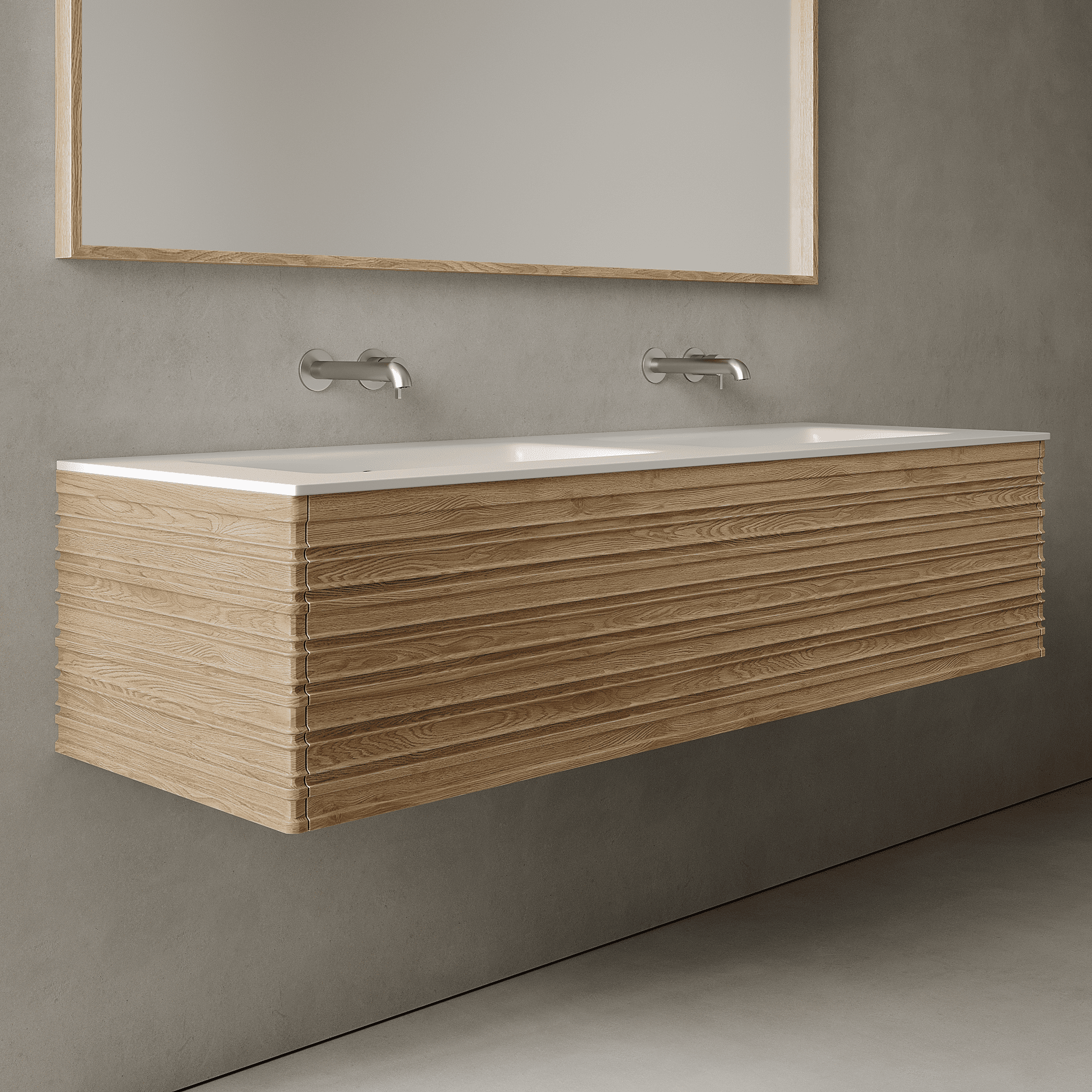 Rivara Real Ash 1500mm Vanity Unit - Single Drawer with Double Basin