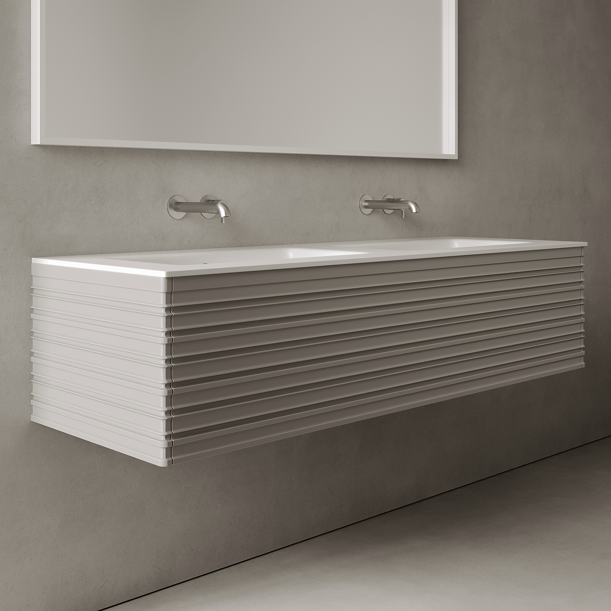 Rivara Stone Grey 1500mm Vanity Unit - Single Drawer with Double Basin