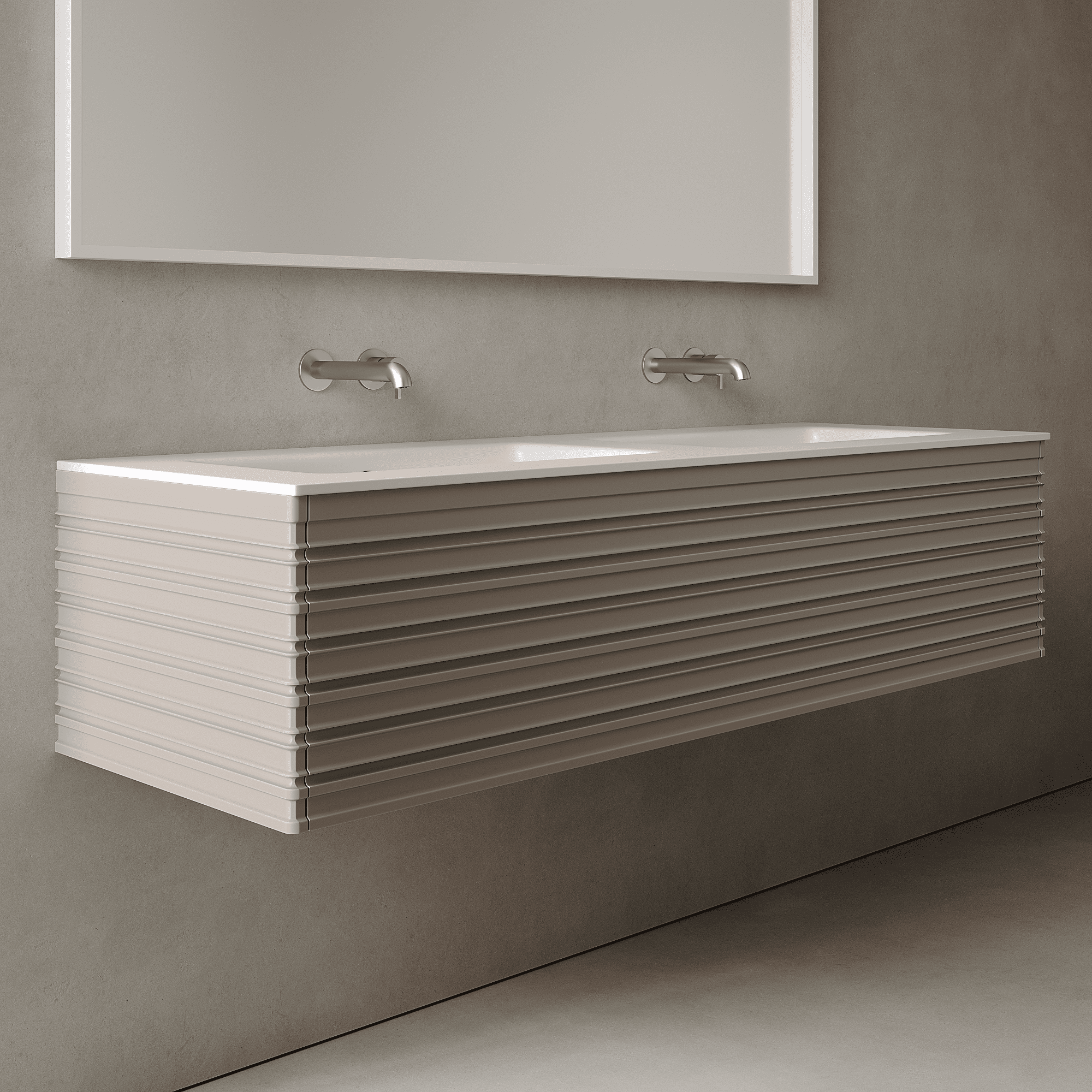 Rivara Taupe 1500mm Vanity Unit - Single Drawer with Double Basin