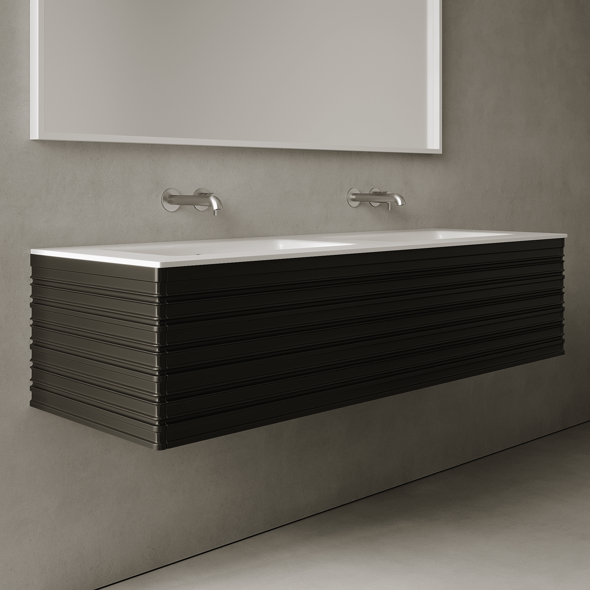 Rivara Silk Black 1500mm Vanity Unit - Single Drawer with Double Basin