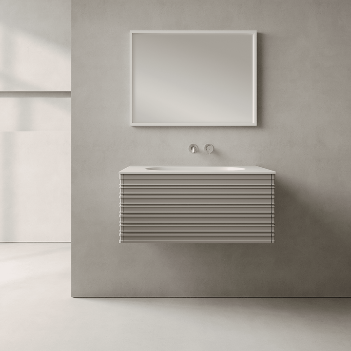 Rivara Stone Grey 800mm Vanity Unit - Single Drawer with Single Basin