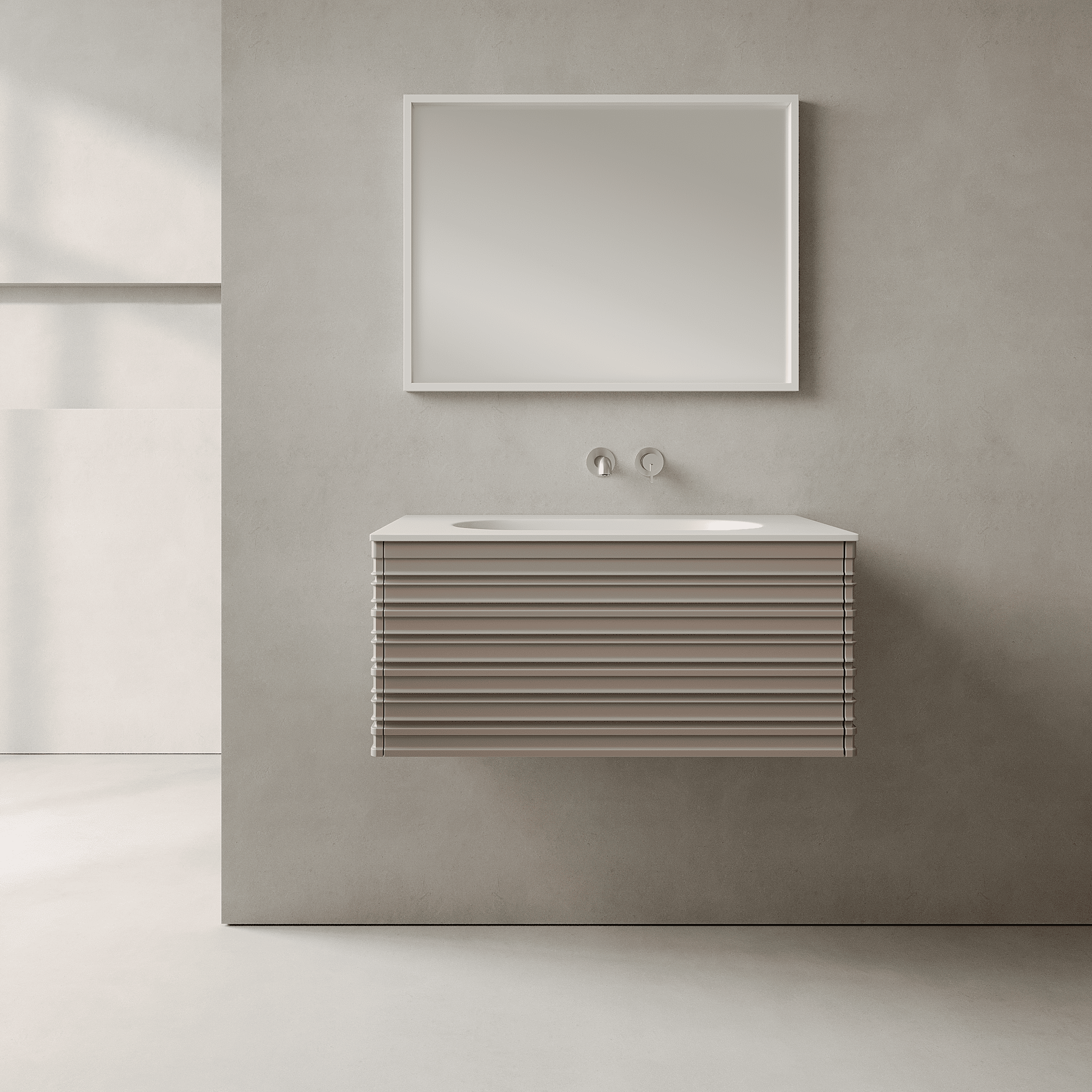 Rivara Taupe 800mm Vanity Unit - Single Drawer with Single Basin