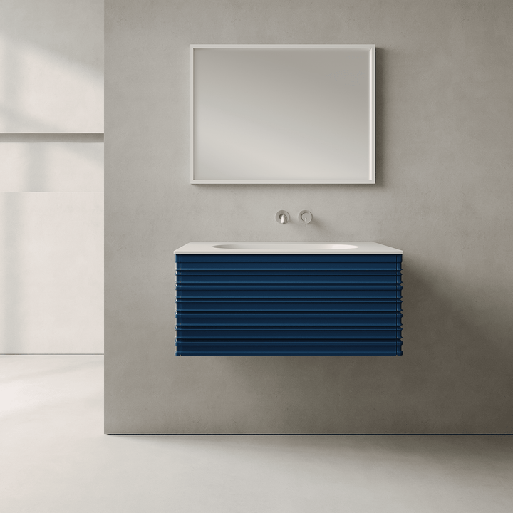 Rivara Ocean Blue 800mm Vanity Unit - Single Drawer with Single Basin