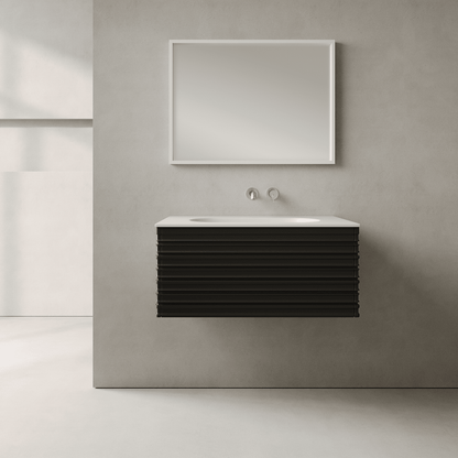 Rivara Silk Black 800mm Vanity Unit - Single Drawer with Single Basin