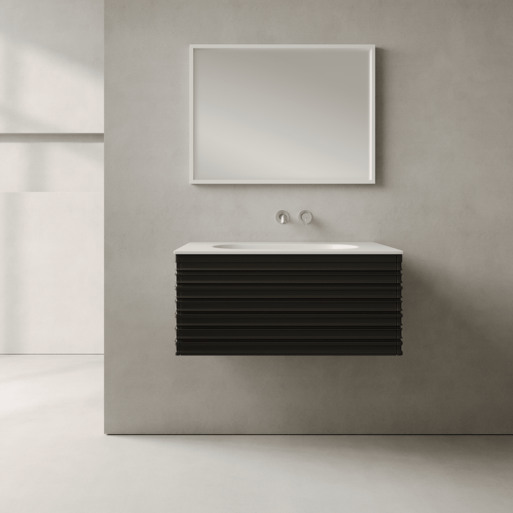 Rivara Silk Black 800mm Vanity Unit - Single Drawer with Single Basin