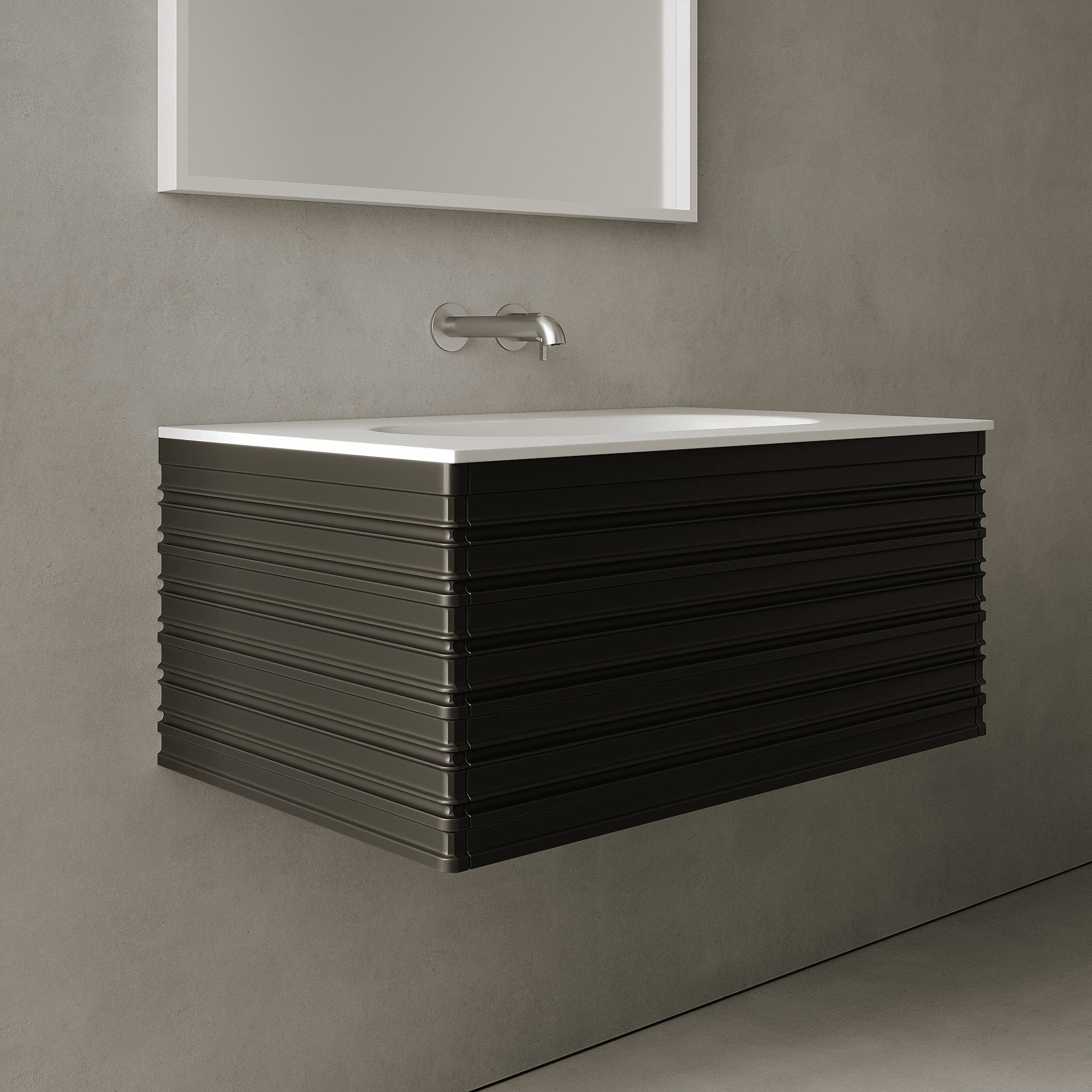 Rivara Silk Black 800mm Vanity Unit - Single Drawer with Single Basin