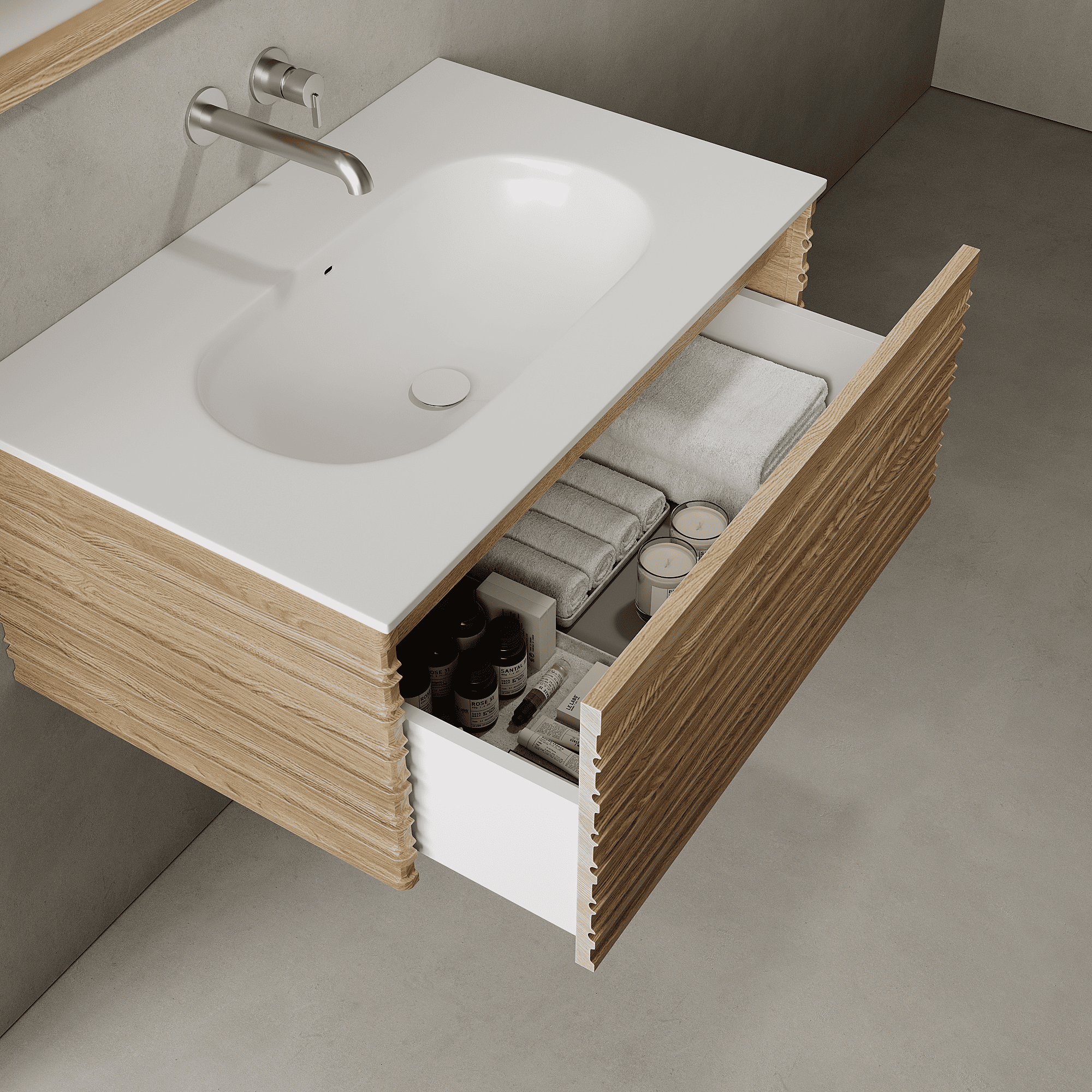 Rivara Real Ash 800mm Vanity Unit - Single Drawer with Single Basin