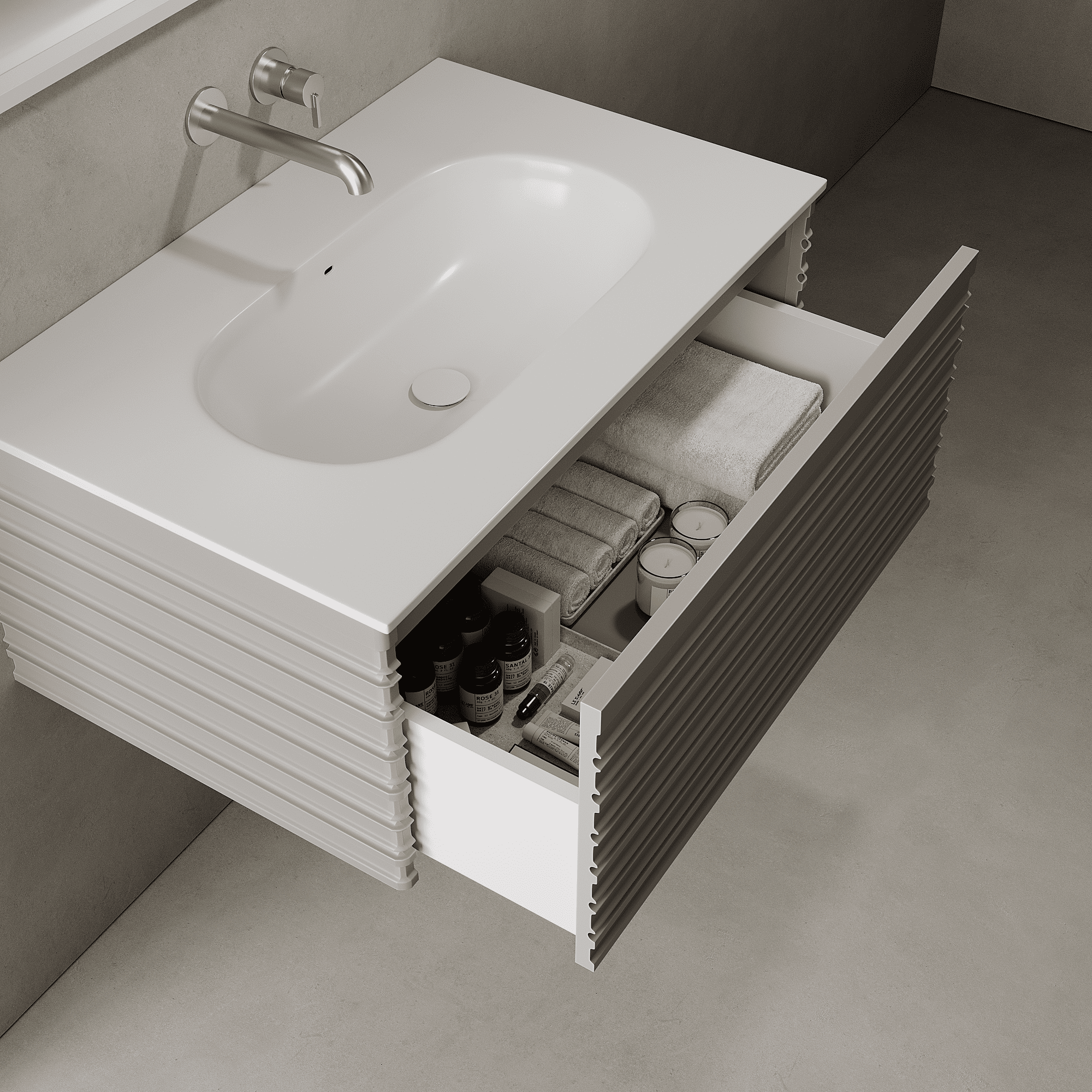 Rivara Stone Grey 800mm Vanity Unit - Single Drawer with Single Basin