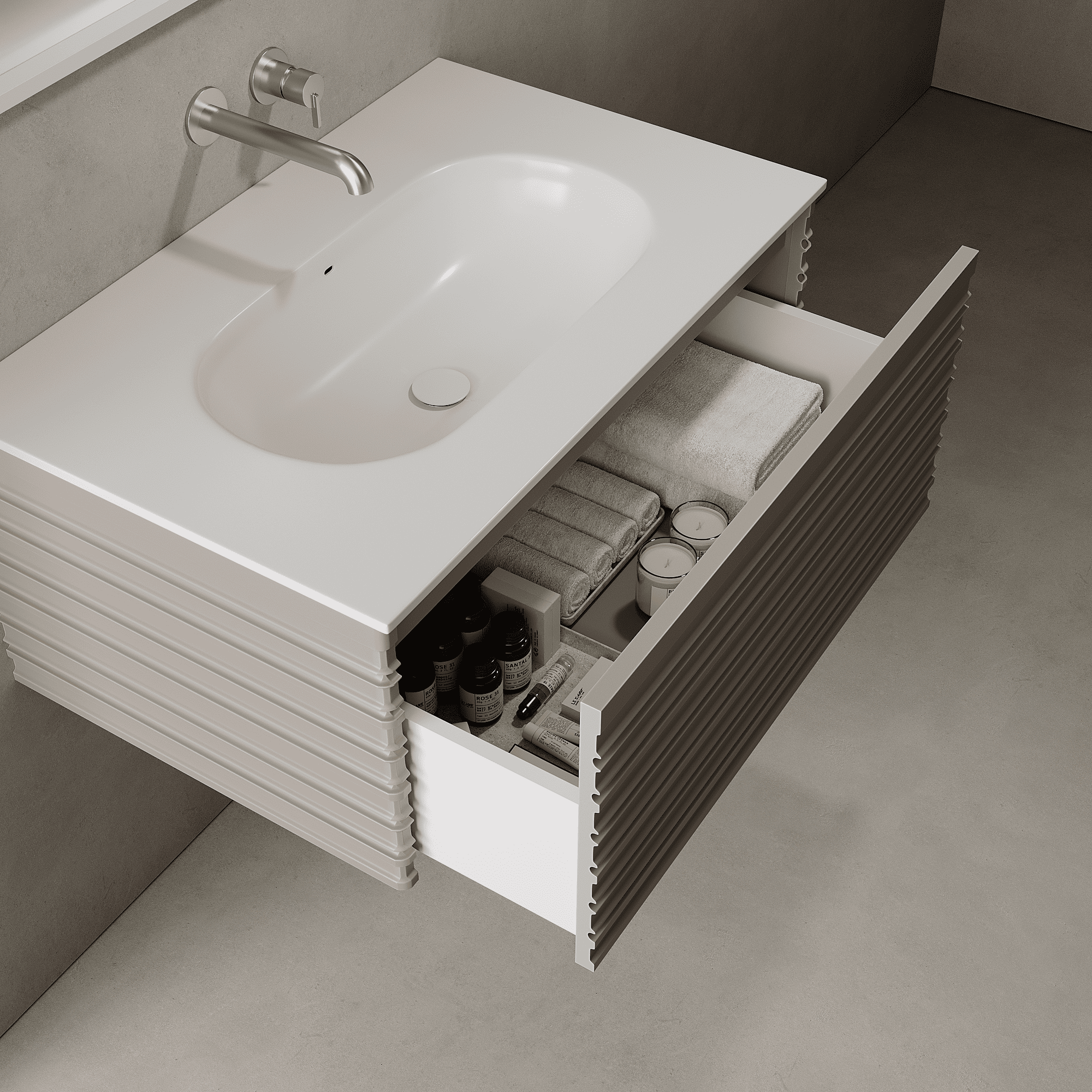Rivara Taupe 800mm Vanity Unit - Single Drawer with Single Basin