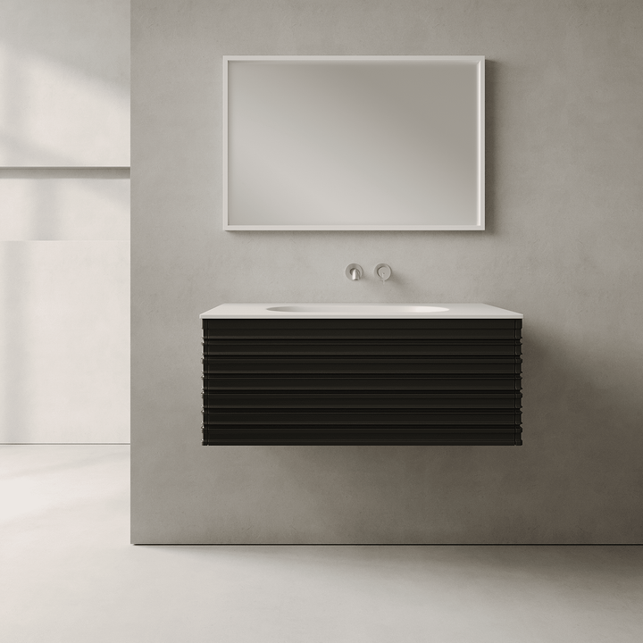 Rivara Silk Black 900mm Vanity Unit - Single Drawer with Single Basin