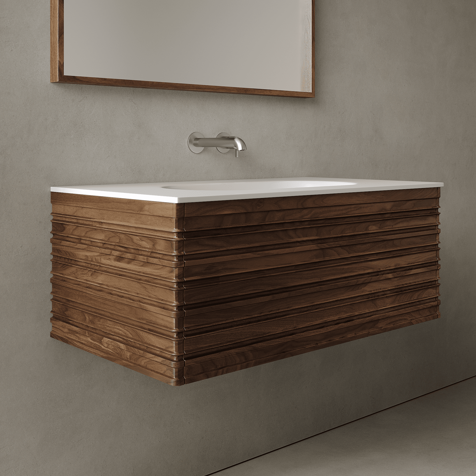 Rivara Real Walnut 900mm Vanity Unit - Single Drawer with Single Basin