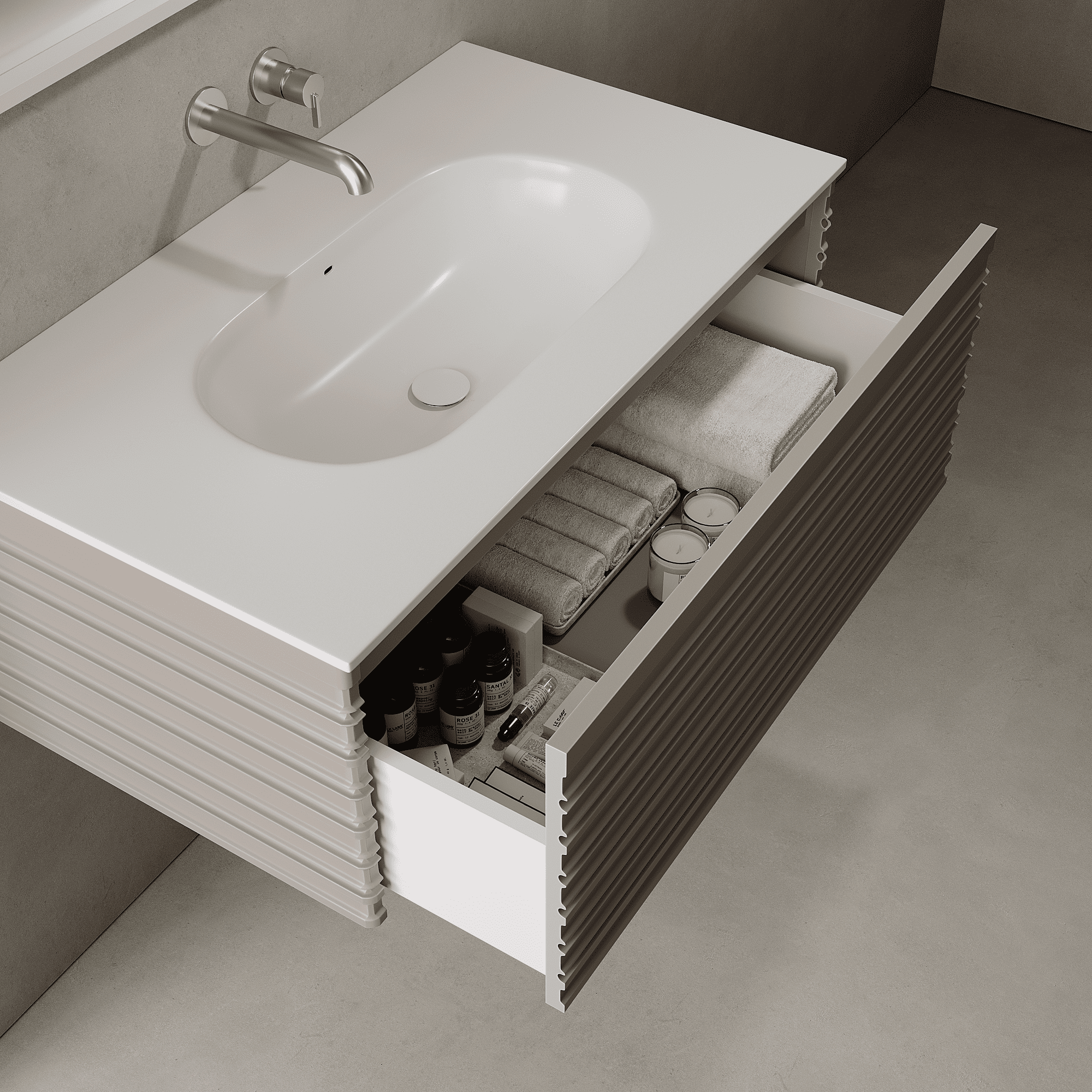 Rivara Taupe 900mm Vanity Unit - Single Drawer with Single Basin