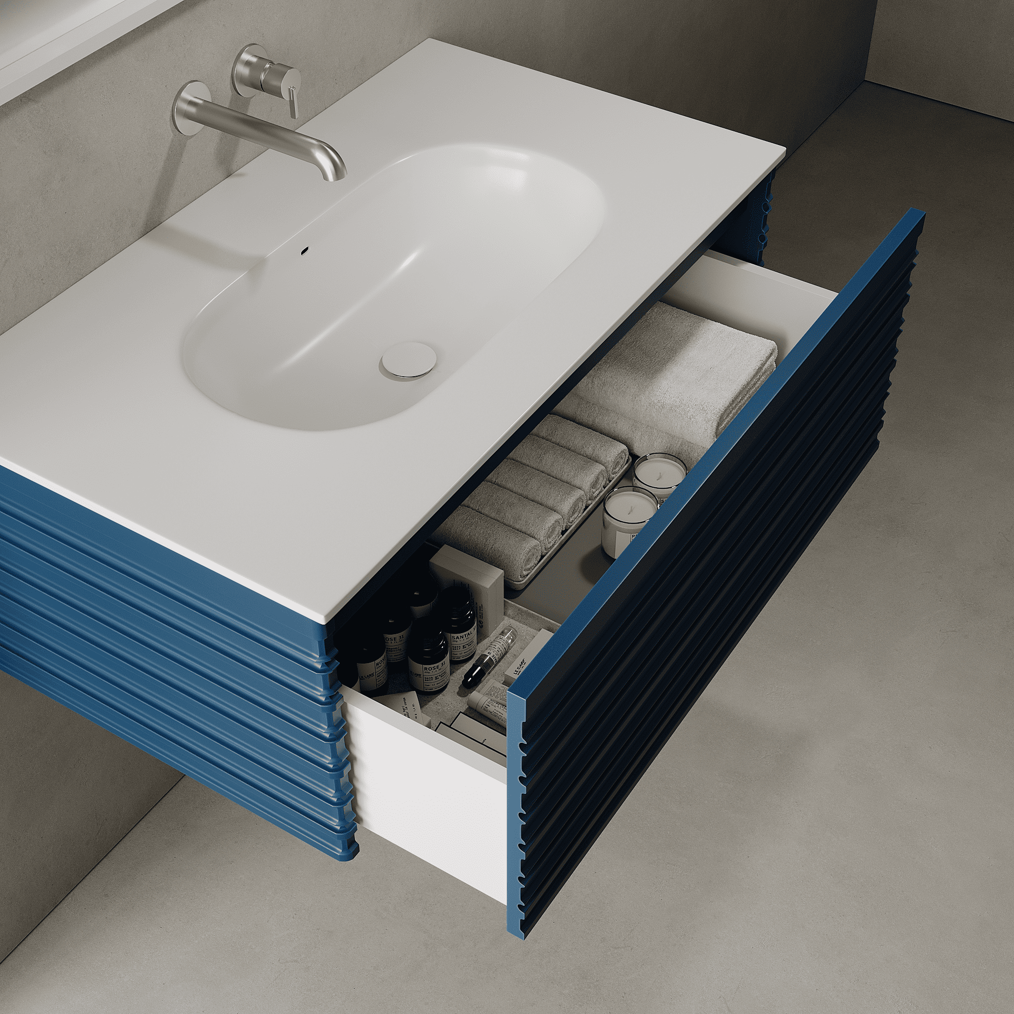Rivara Ocean Blue 900mm Vanity Unit - Single Drawer with Single Basin