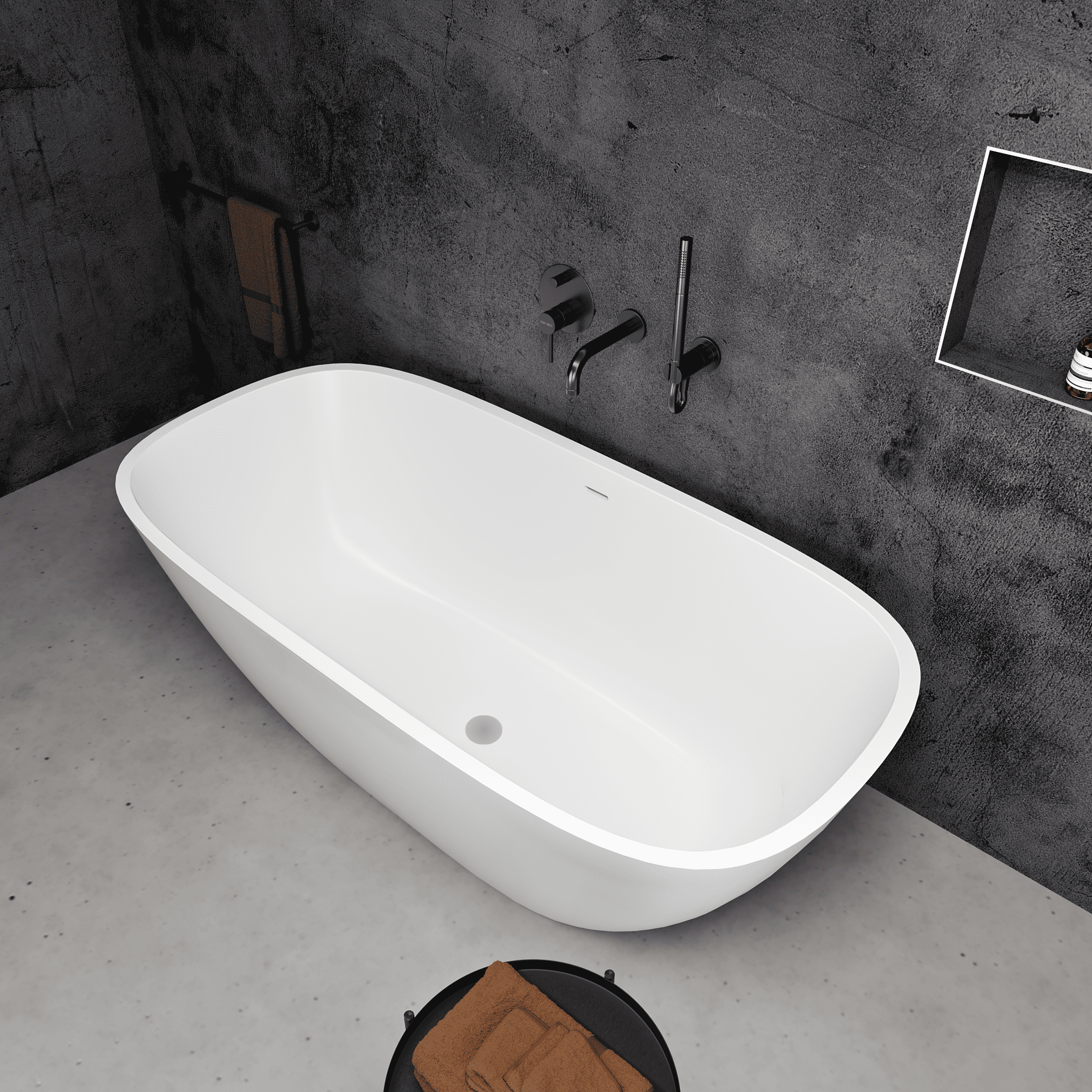Lorca Freestanding Stone Bath 1500 (White)